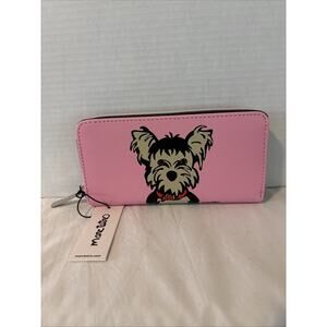 Marc Tetro Large Pink Zip Around Yorkie Yorkshire Terrier Dog Wallet NEW in Box